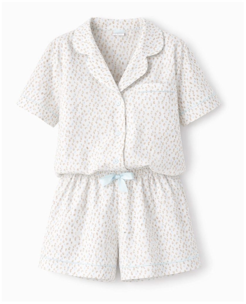 Sensis Shorty Pyjama kurz, dezenter Leo-Print Schlafanzug kurzarm günstig online kaufen