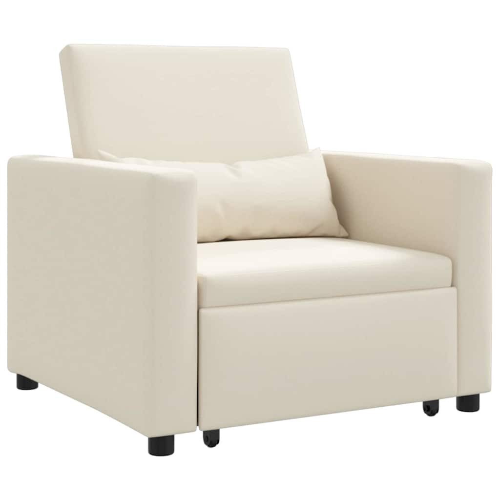 vidaXL Sessel Einzel-Schlafsofa mit Rädern Cremeweiß günstig online kaufen