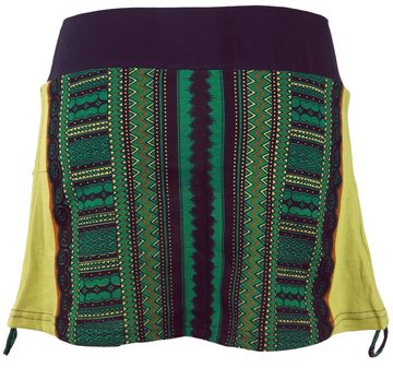 Guru-Shop Minirock Minirock, Dashiki Yogarock zum Raffen - lemon alternative Bekleidung