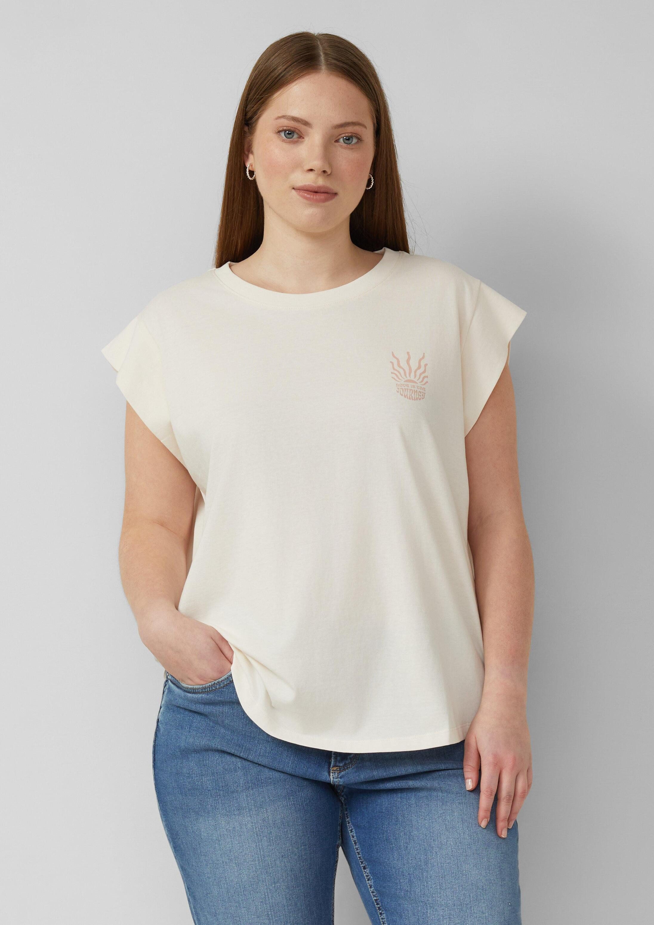 QS Kurzarmshirt T-Shirt Baumwollshirt mit kleinem Print