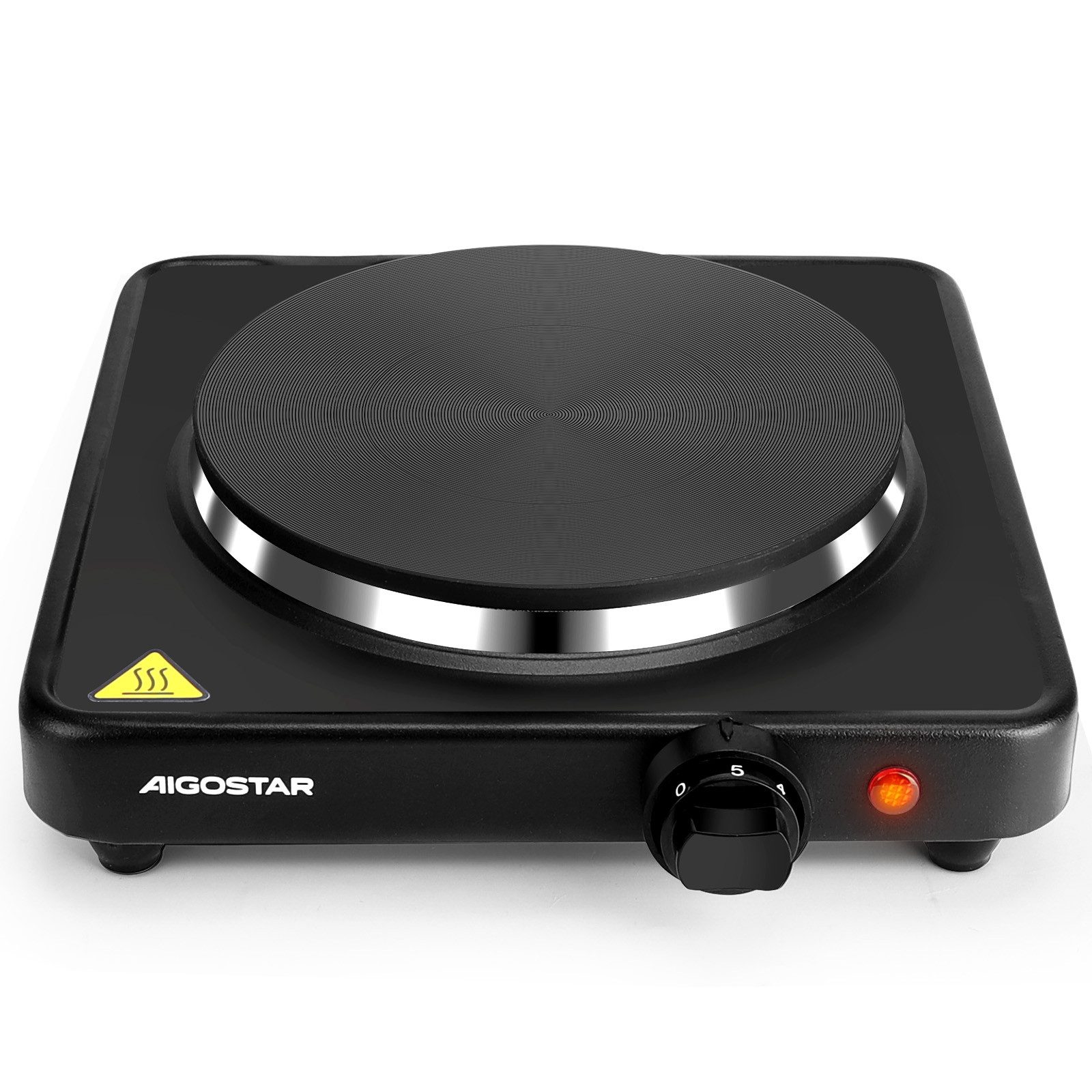 Aigostar Elektro-Kochfeld 1500 W Kochplatte, mit 5-stufig einstellbarem Thermostat, Überhitzungsschutz, mit 5-stufig einstellbarem Thermostat, Überhitzungsschutz