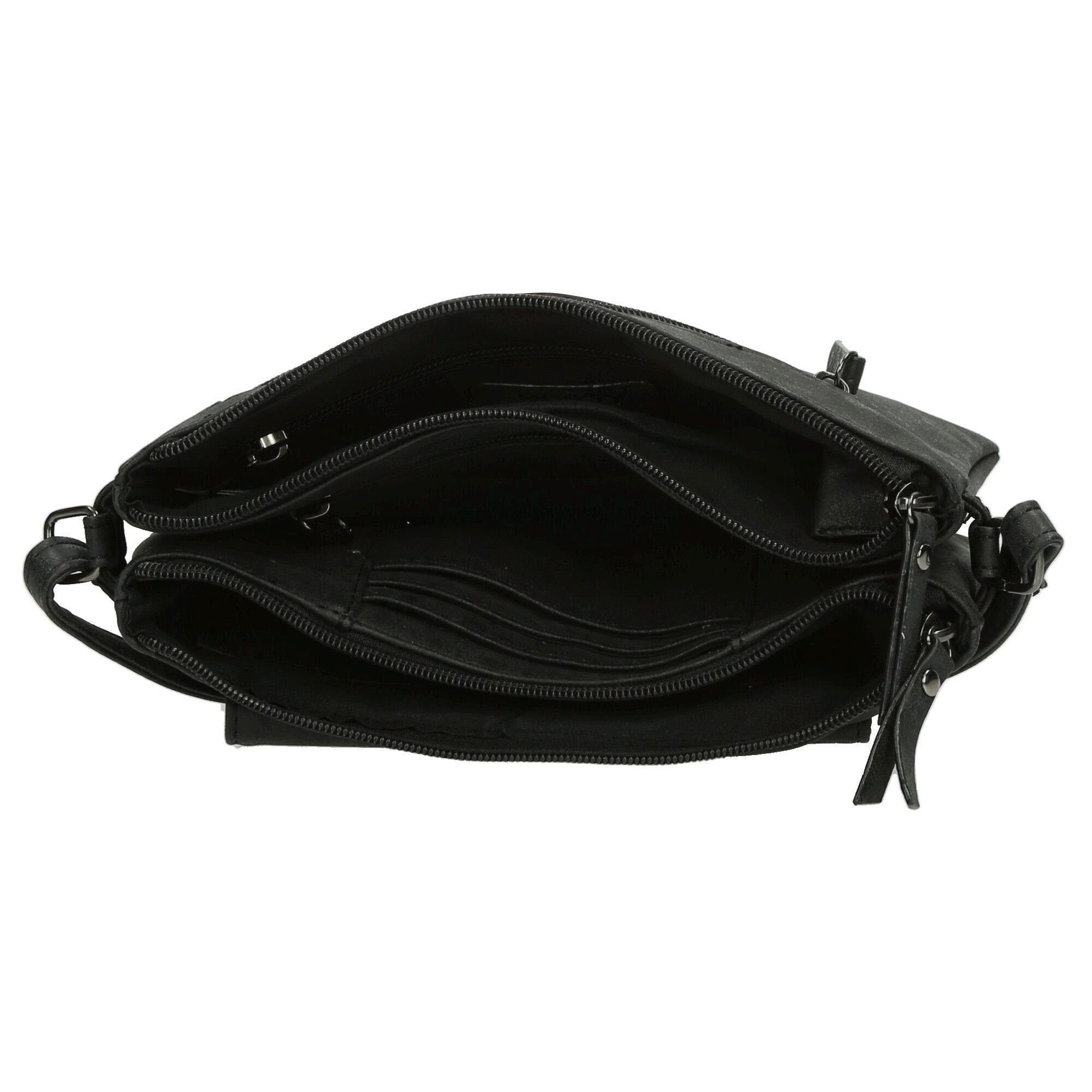 Christian Wippermann Umhängetasche Damen Tasche Schultertasche Umhängetasche Crossover Bag (1 tlg), Leder Optik Handtasche Schwarz