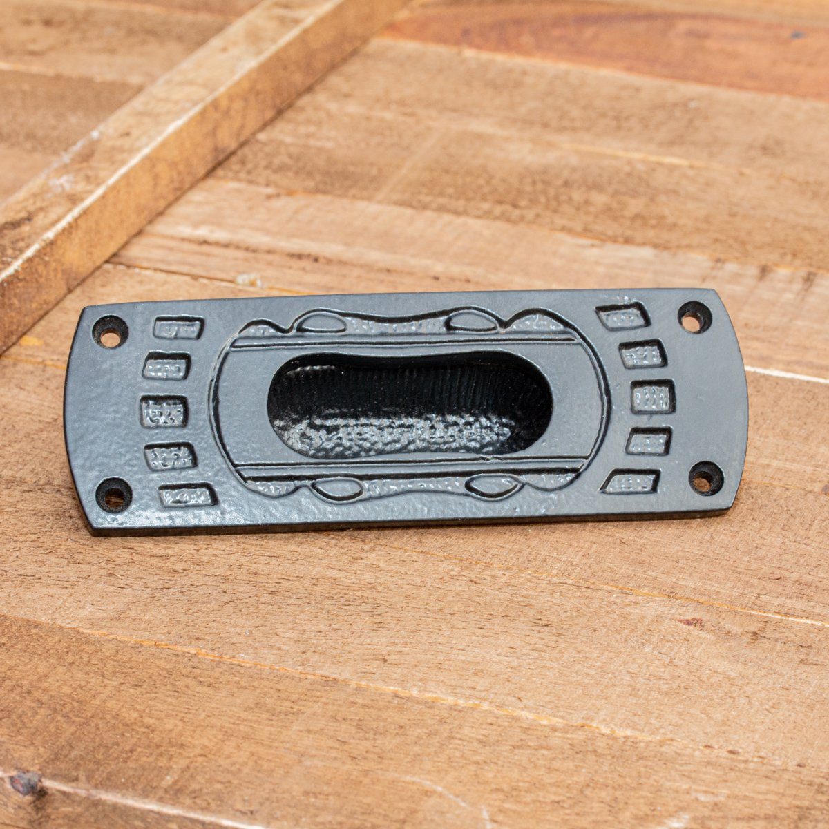 Antikas Türbeschlag Griff für Schiebetür, Griffmulde, Muschelgriff, Eisen, schwarz