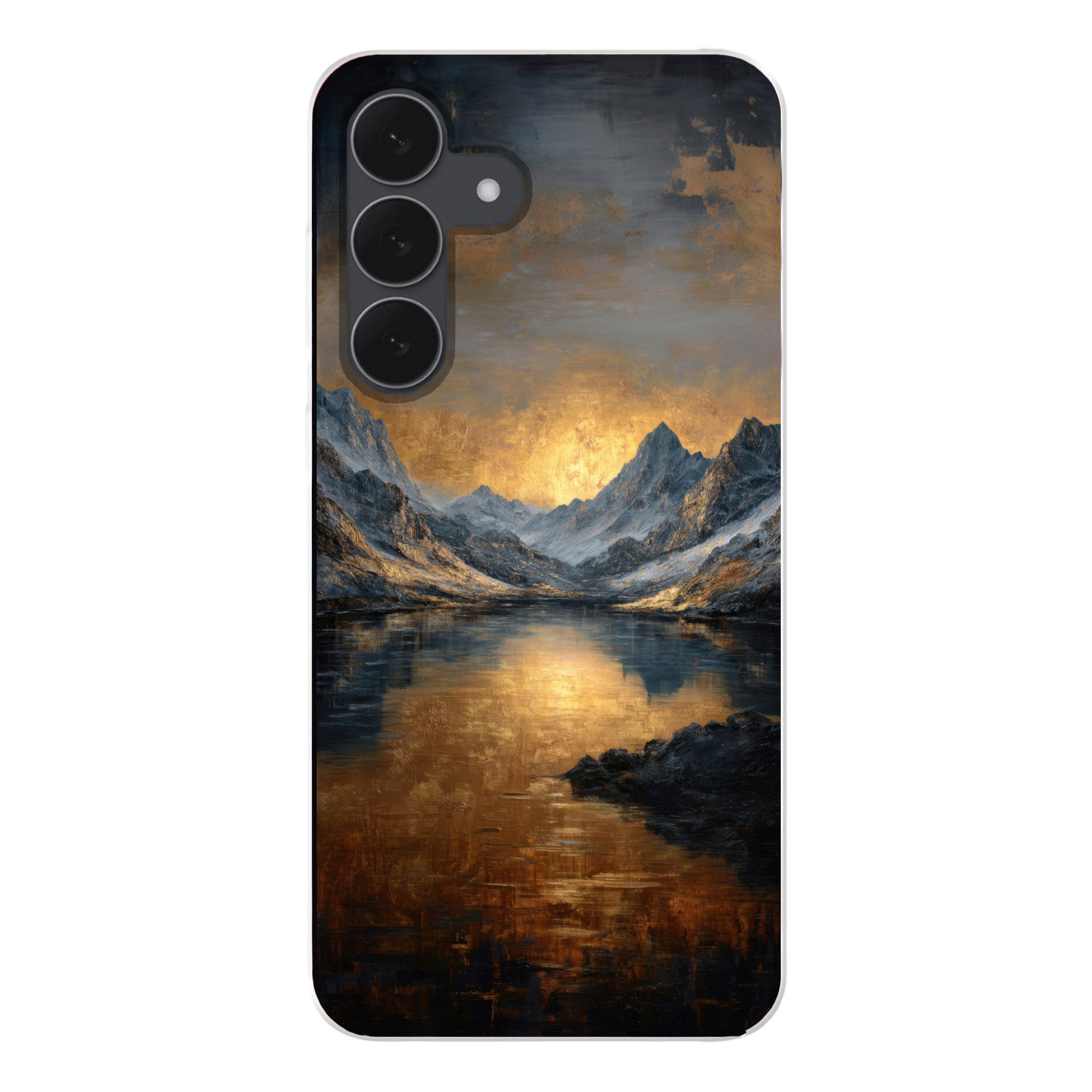 MuchoWow Handyhülle für Samsung Galaxy S25 FE Bergkulisse mit goldenem Sonnenuntergang, Smartphone-Bumper, Print, Handy Schutzhülle Dünn