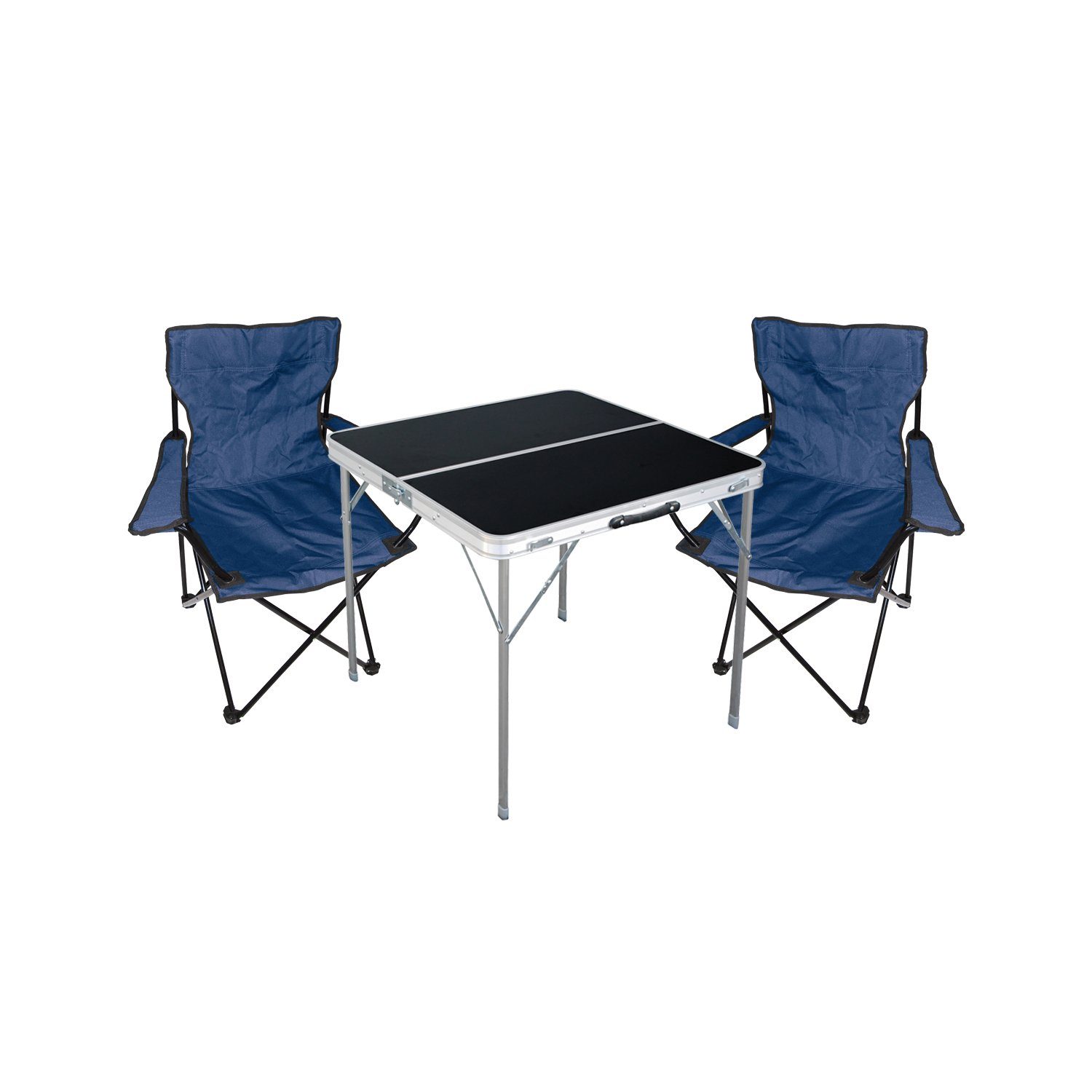 Mojawo Essgruppe 3-teiliges Campingmöbel Set Tisch schwarz + Campingstühle mit Tasche