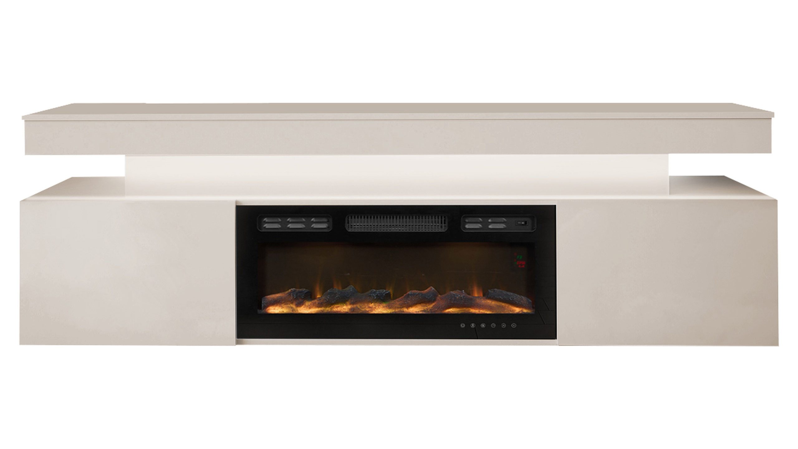 MIRJAN24 TV-Schrank EF 2D Glossa Bis mit Kamin (mit zwei Drehtüren) Realistische LED-Flamme