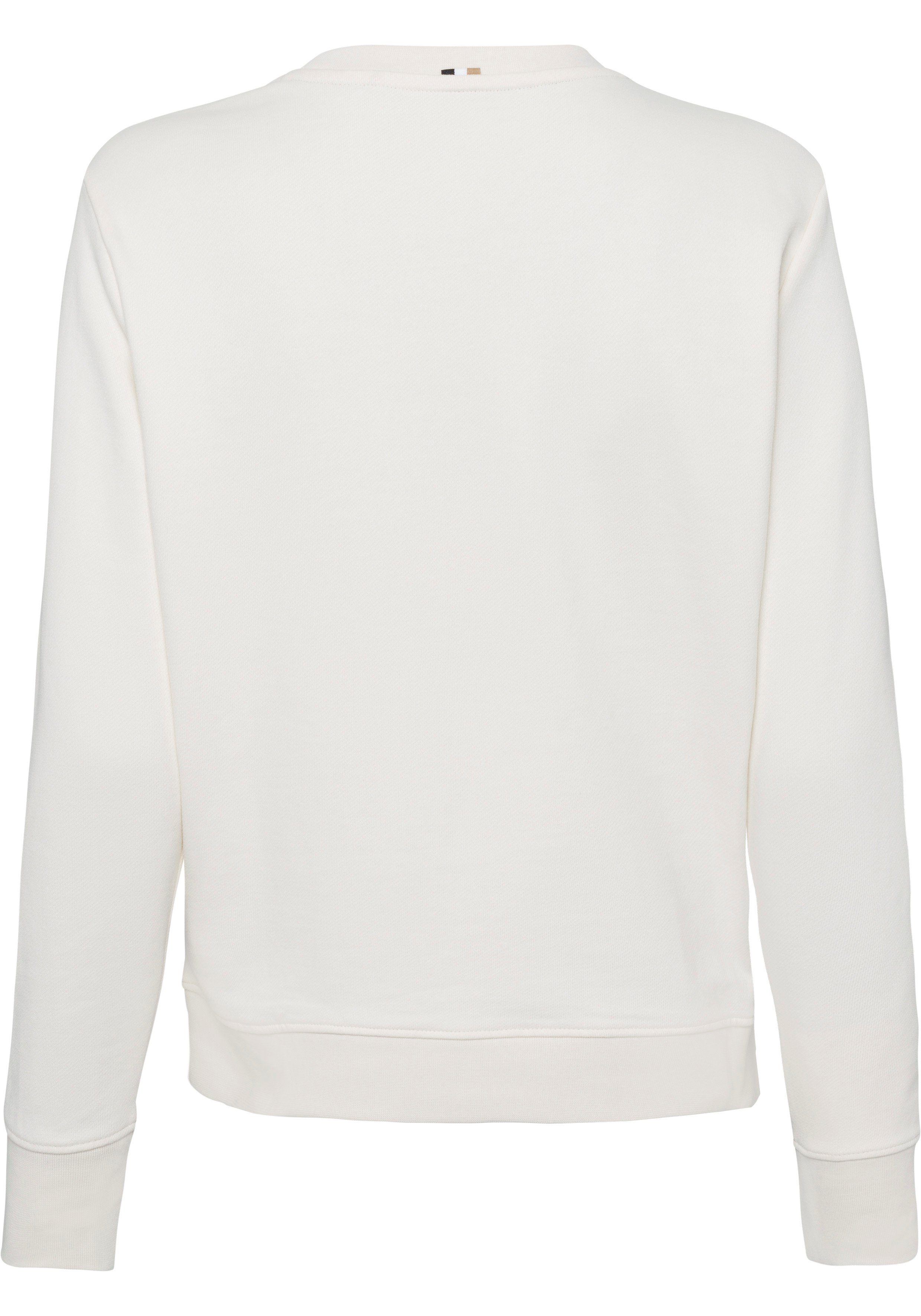 BOSS ORANGE Sweatshirt mit Statement-Spruch Open (1-tlg) der auf White C_Elaboss_Motive Brust