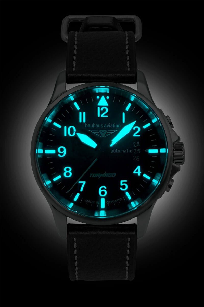 bauhaus Automatikuhr Herrenuhr mit schwarzem Zifferblatt und Automatikwerk