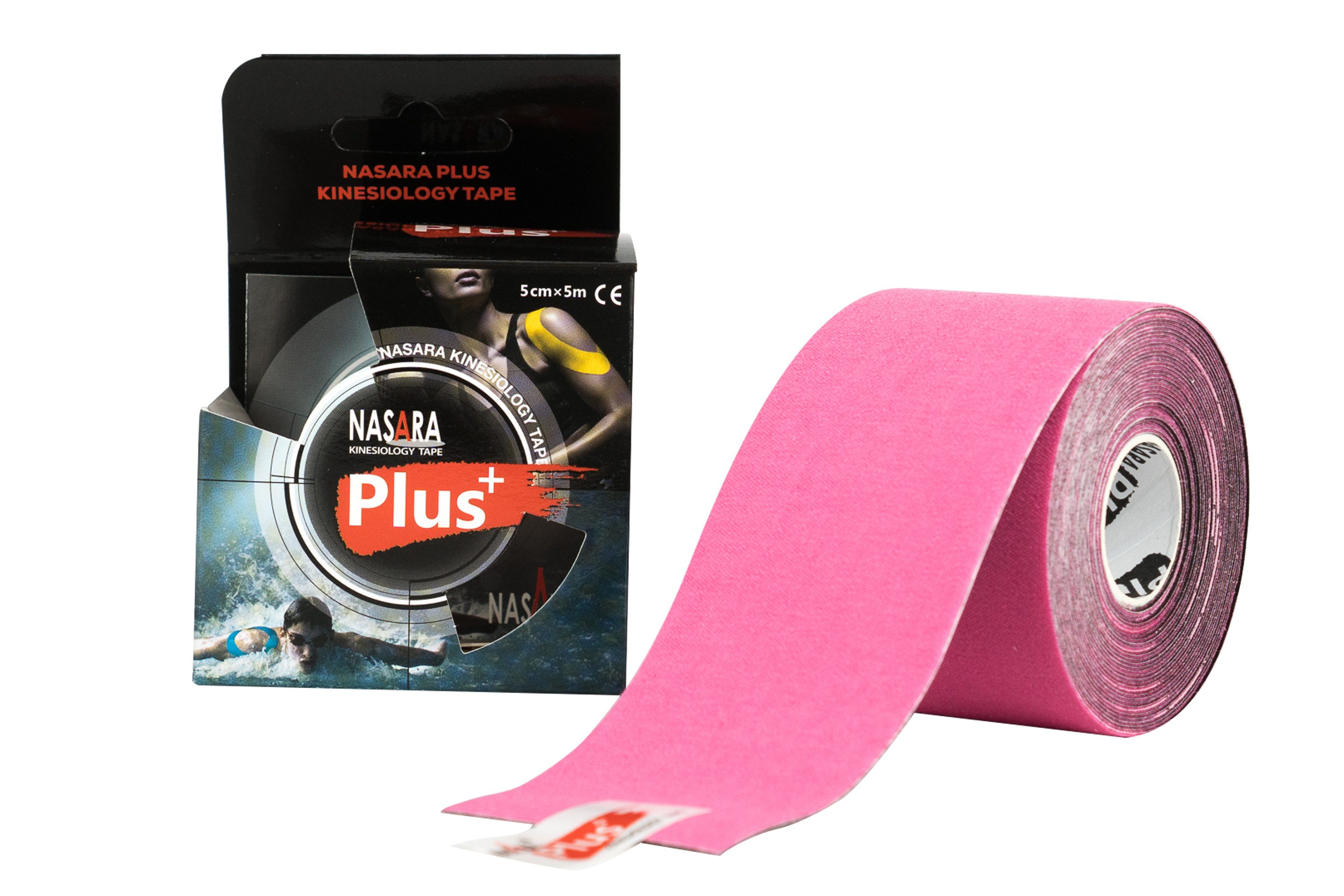 NASARA Kinesiologie-Tape Plus Tape 5cm x 5m in 4 Farben, ideal für Sportler