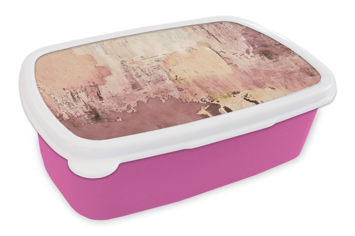 MuchoWow Lunchbox Wand - Lila - Rosa - Beton, Kunststoff, (2-tlg), Brotbox für Erwachsene, Brotdose Kinder, Snackbox, Mädchen, Kunststoff