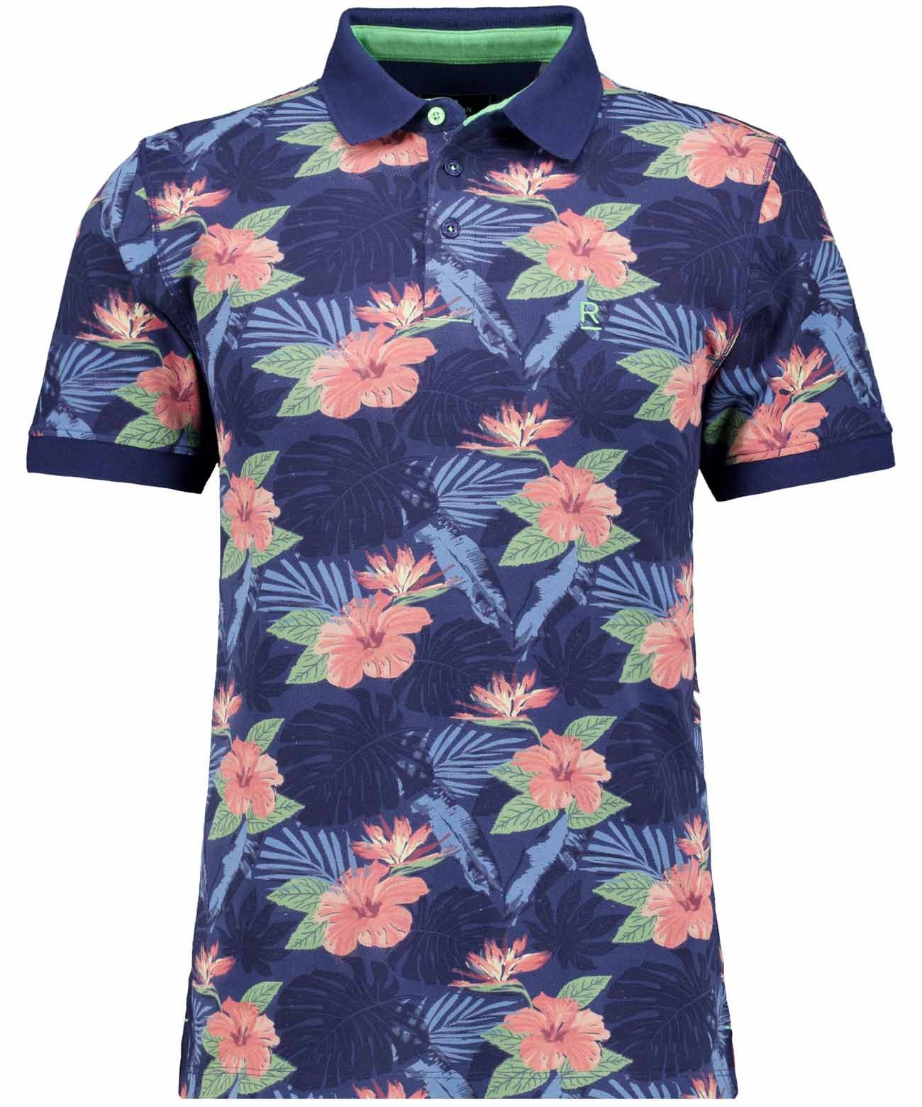 Kurzarmshirt Piqué-Polo mit Alloverprint