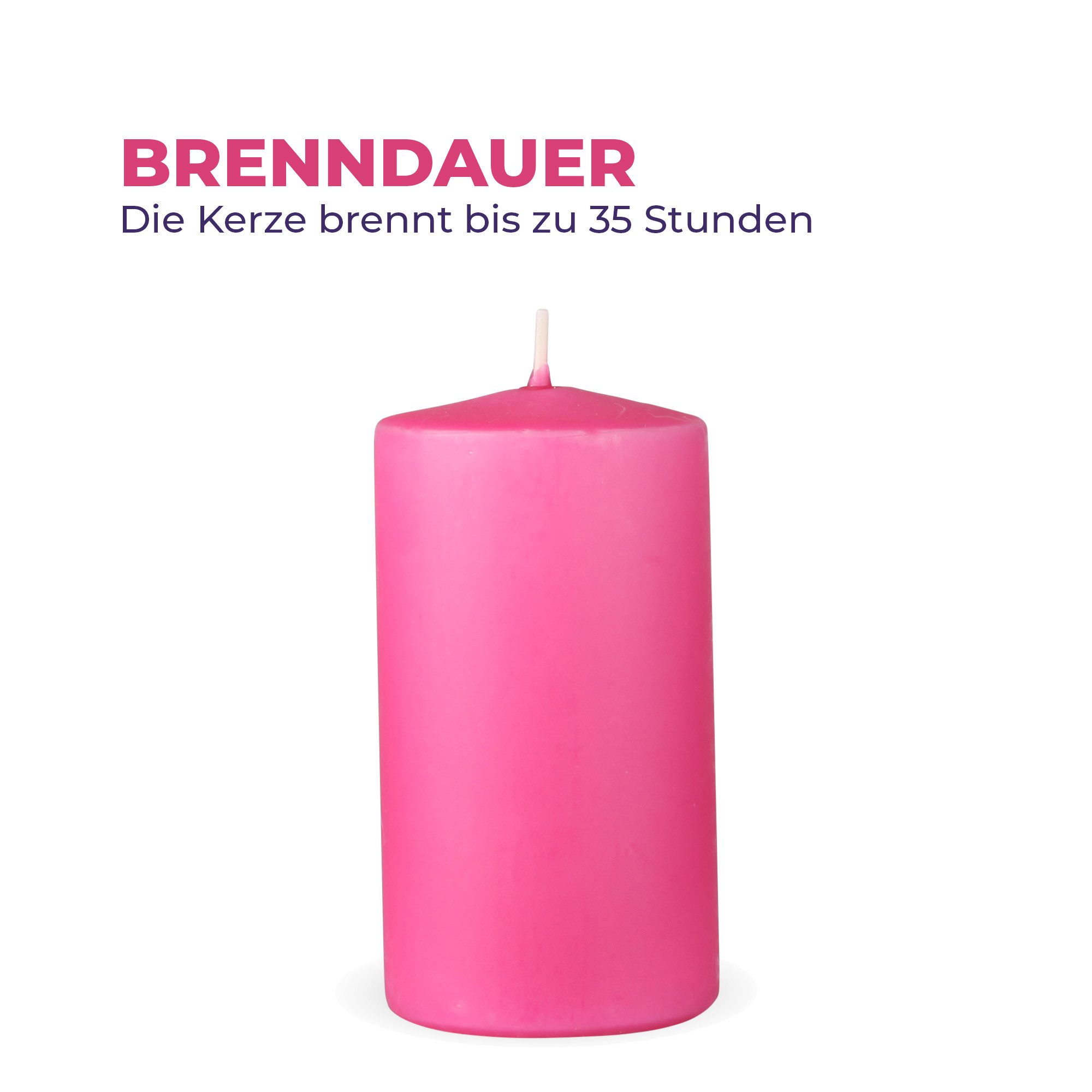 HS Candle Stumpenkerze Säulenkerze Ø7cm (1-tlg), Wachskerzen - unparfümierte Säulenkerzen - viele Farben/Größen