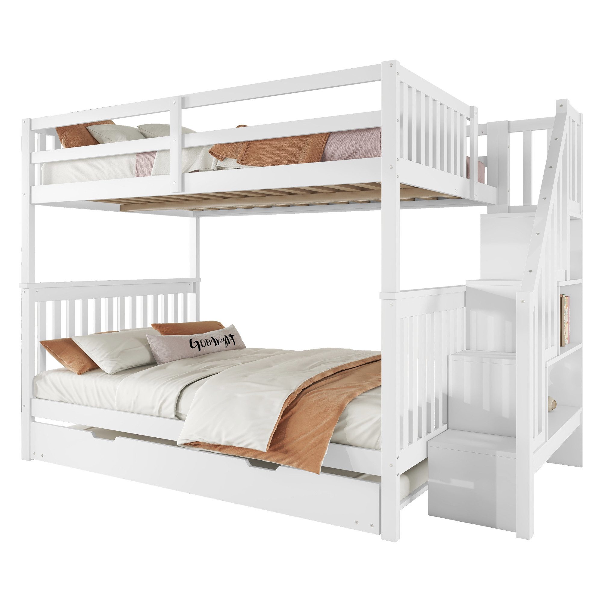 Ulife Etagenbett Kinderbett Jugendbett mit Treppenregal, günstig online kaufen