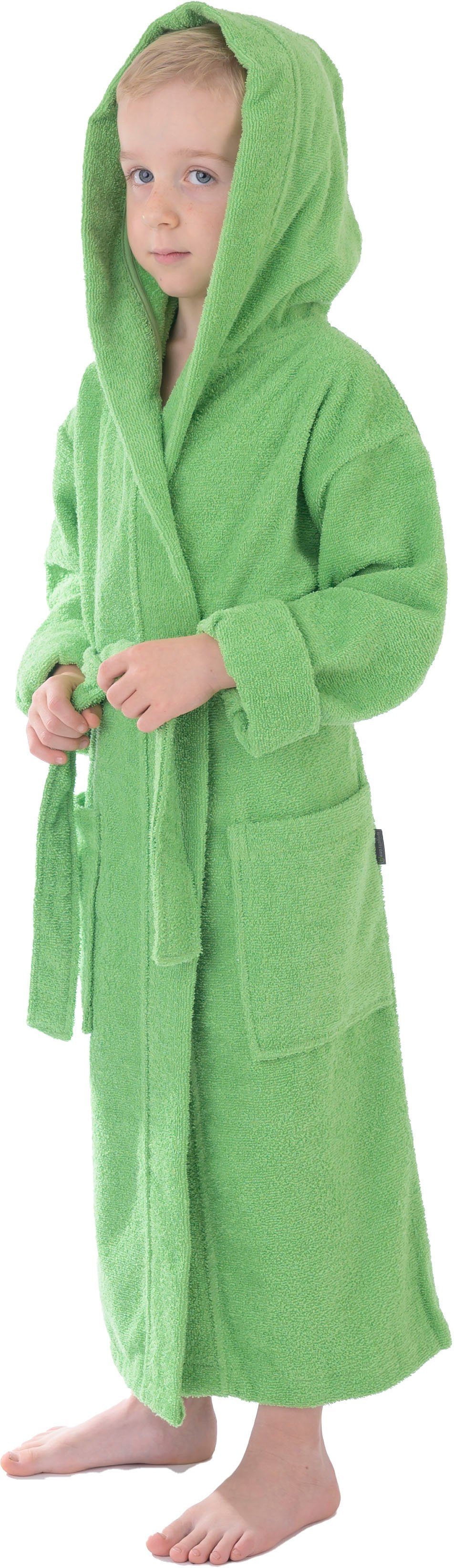 Kapuze Langform, Gürtel, Wewo green 8530, Kinderbademantel Frottier, fashion