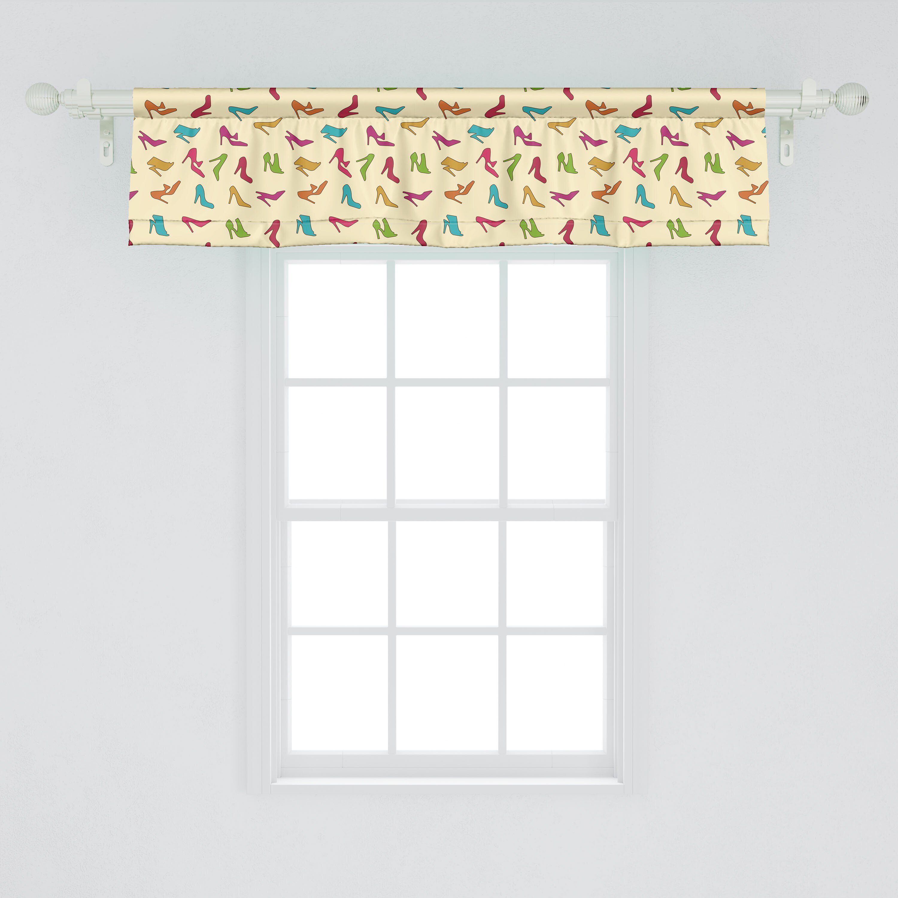 Scheibengardine Vorhang Volant für Küche Bunte Dekor Schlafzimmer mit Microfaser, Mode Abakuhaus, Stangentasche, Frauen-Absatz