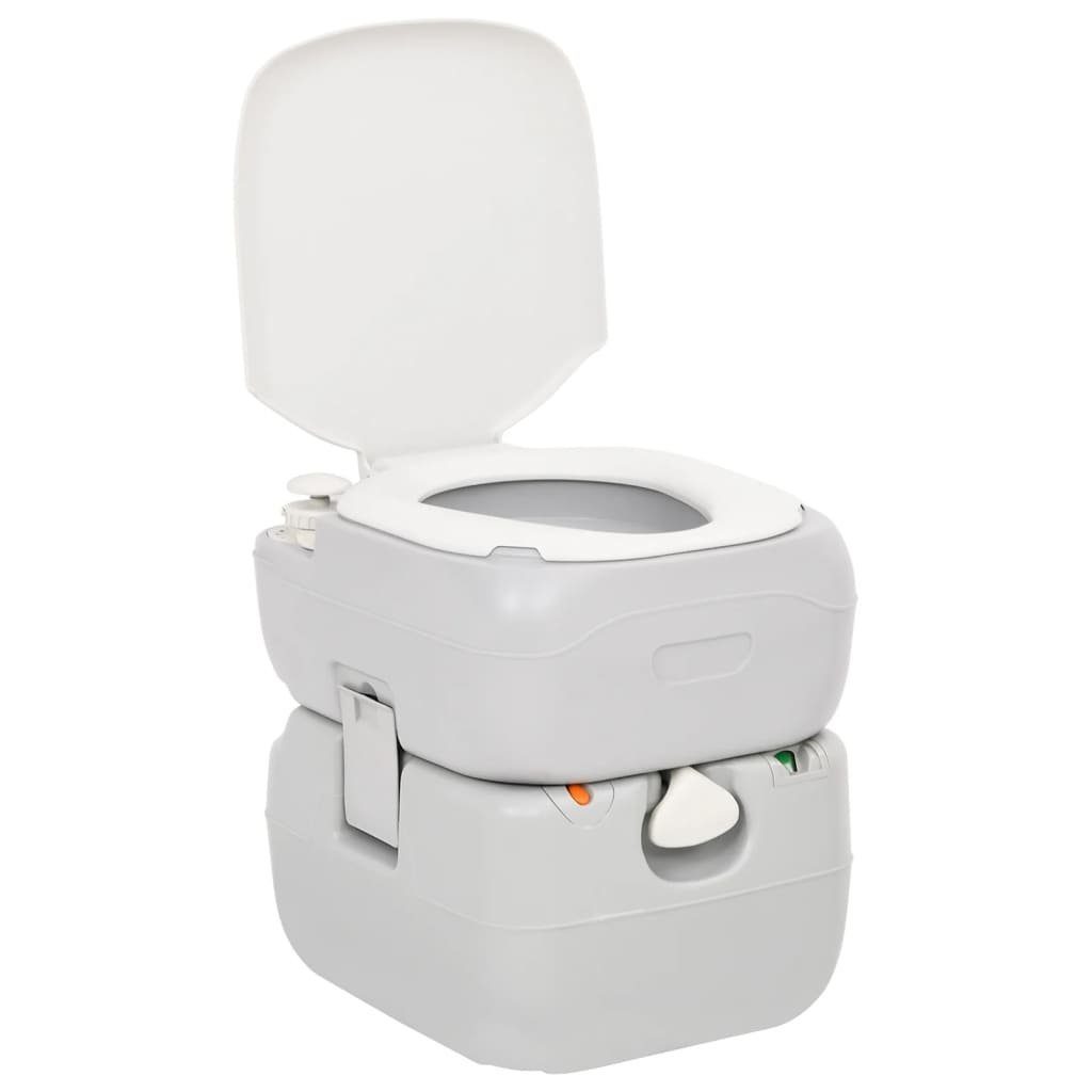 vidaXL Campingtoilette Camping Toilette Tragbar Grau Weiß 2212L HDPE Chemietoilette