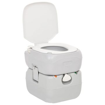 vidaXL Campingtoilette Camping-Toilette Tragbar Grau und Weiß 22 12 L HDPE