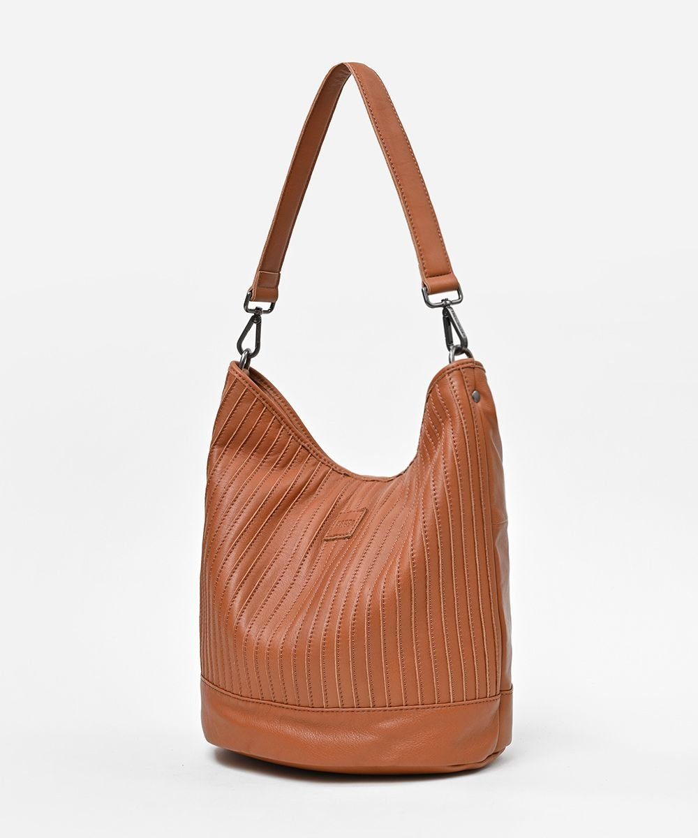 FREDsBRUDER Beuteltasche FredsBruder: Beuteltasche echtes Hobo, Leder Honey Dark Vertical