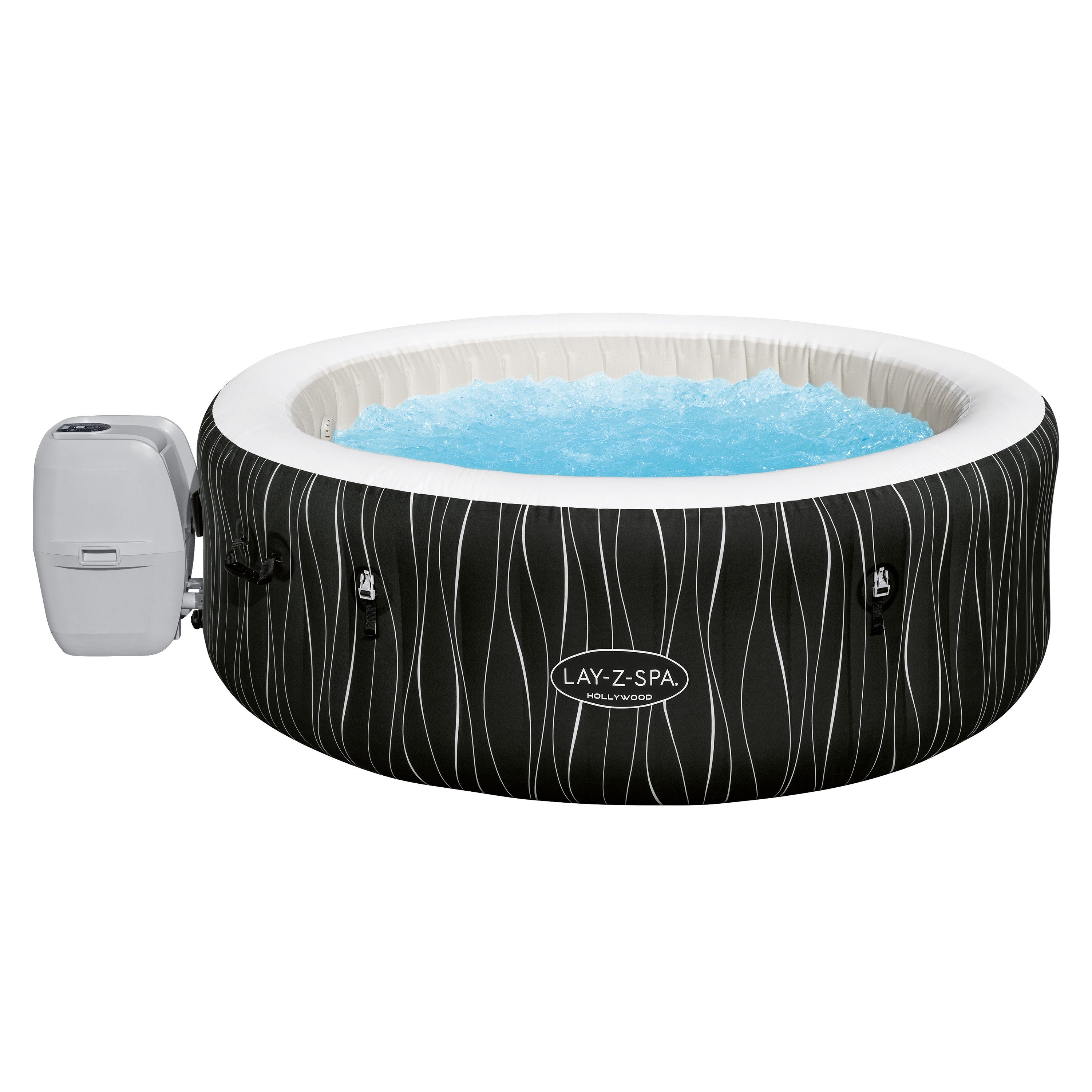 Bestway Whirlpool LAY-Z-SPA LED-Whirlpool Hollywood AirJet™ Ø 196 x 66 cm, 6 Personen, mit umlaufenden Farbwechsel-Leuchtstreifen