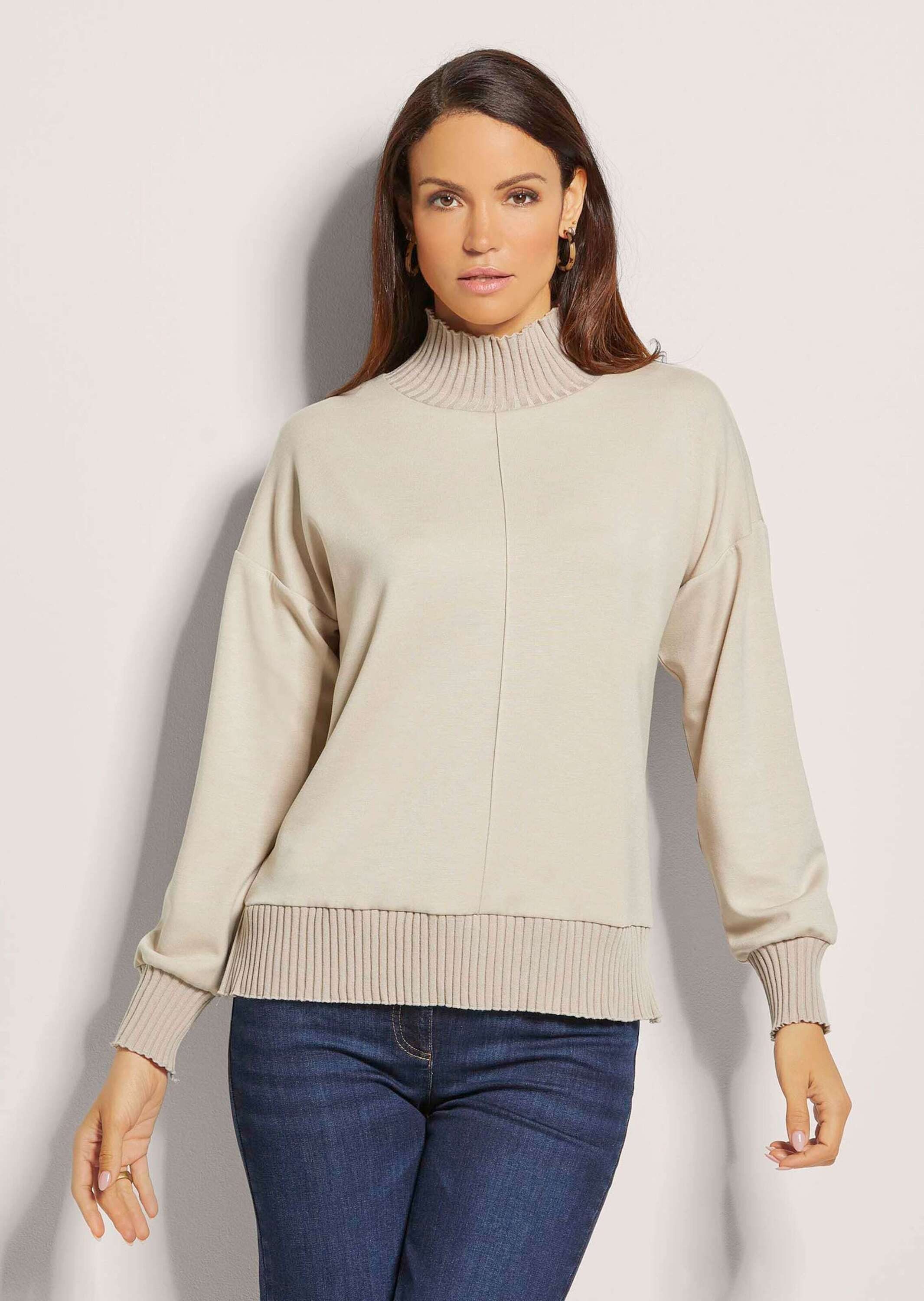 Langarmshirt Sweatshirt mit Rippenabschlüssen