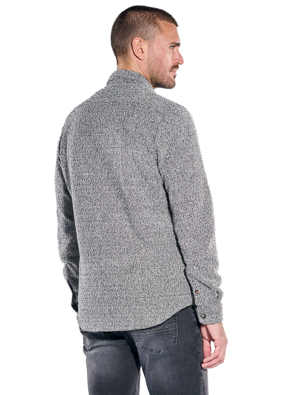emilio adani Langarmhemd Herren Modisches Overshirt in Bouclé-Optik, Grau günstig online kaufen