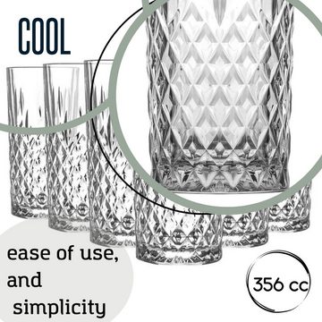 LAV Longdrinkglas Odin Wassergläser: 6x 356ml Set, Vielseitig für Getränke, Glas