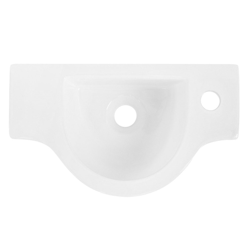 LuxeBath Waschbecken Waschtisch Aufsatzwaschbecken aus Keramik für Badezimmer / Gäste-WC, Handwaschbecken Oval 44,5x25,5x12cm Weiß rechts Hahnloch