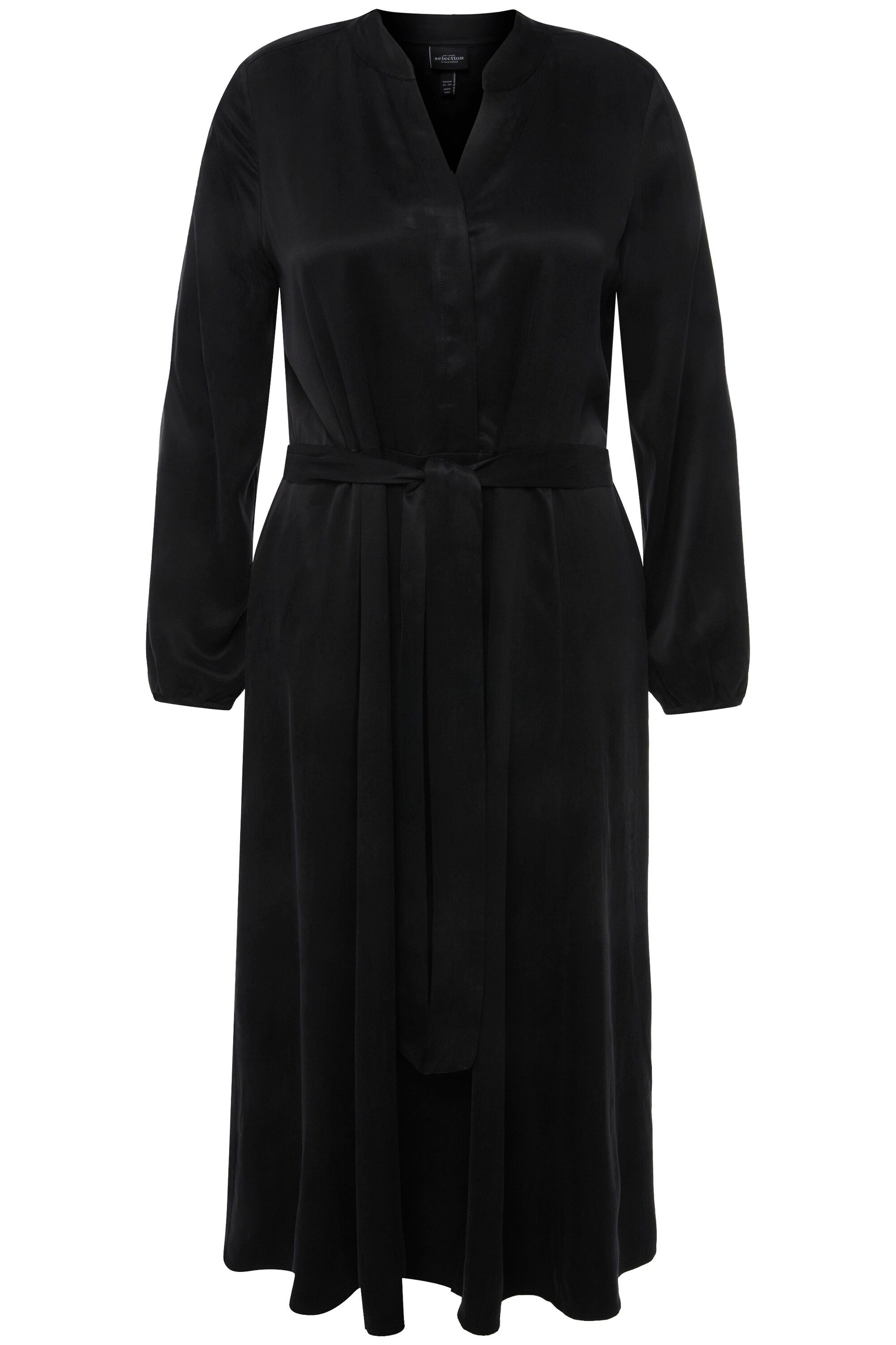 Ulla Popken Maxikleid Cupro-Midikleid Stehkragen V-Ausschnitt günstig online kaufen