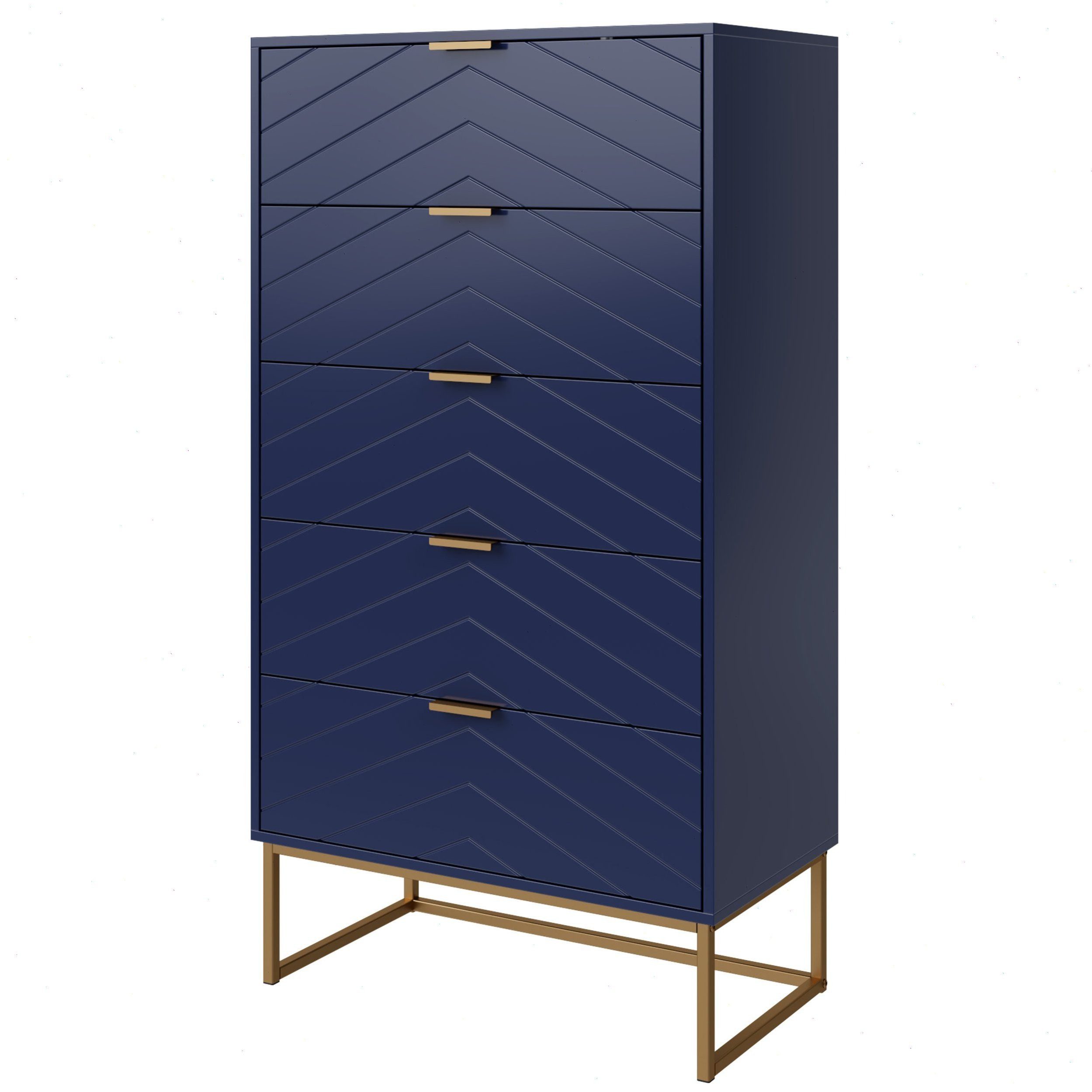 UEV Kommode mit 5 Schublanden, Sideboard, Schubladenschrank, Schmal kommode modern (60x34x110cm, Schrank für Wohnzimmer Schlafzimmer Flur Büro), mit Kippschutz Aufbewahrungskommode, Mehrzweckschrank aus Holz