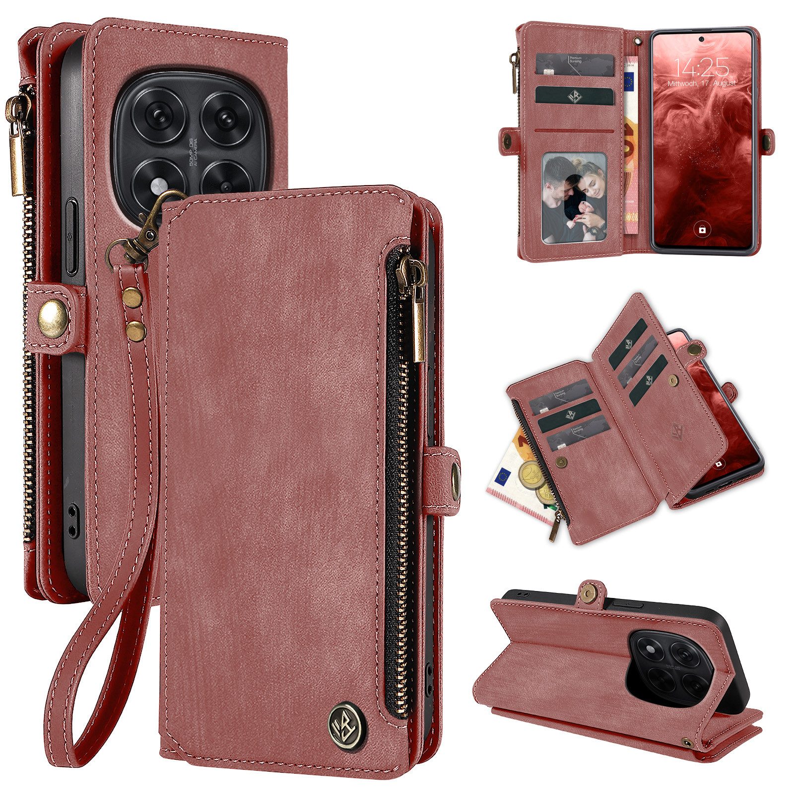 Tec-Expert Handyhülle Geldbörse Hülle mit RFID Schutz für Xiaomi Redmi Note 15 Pro 5G 6.83 Zoll, 6.83, Klapphülle Cover Case mit Kartenfach Geldfach Münzfach