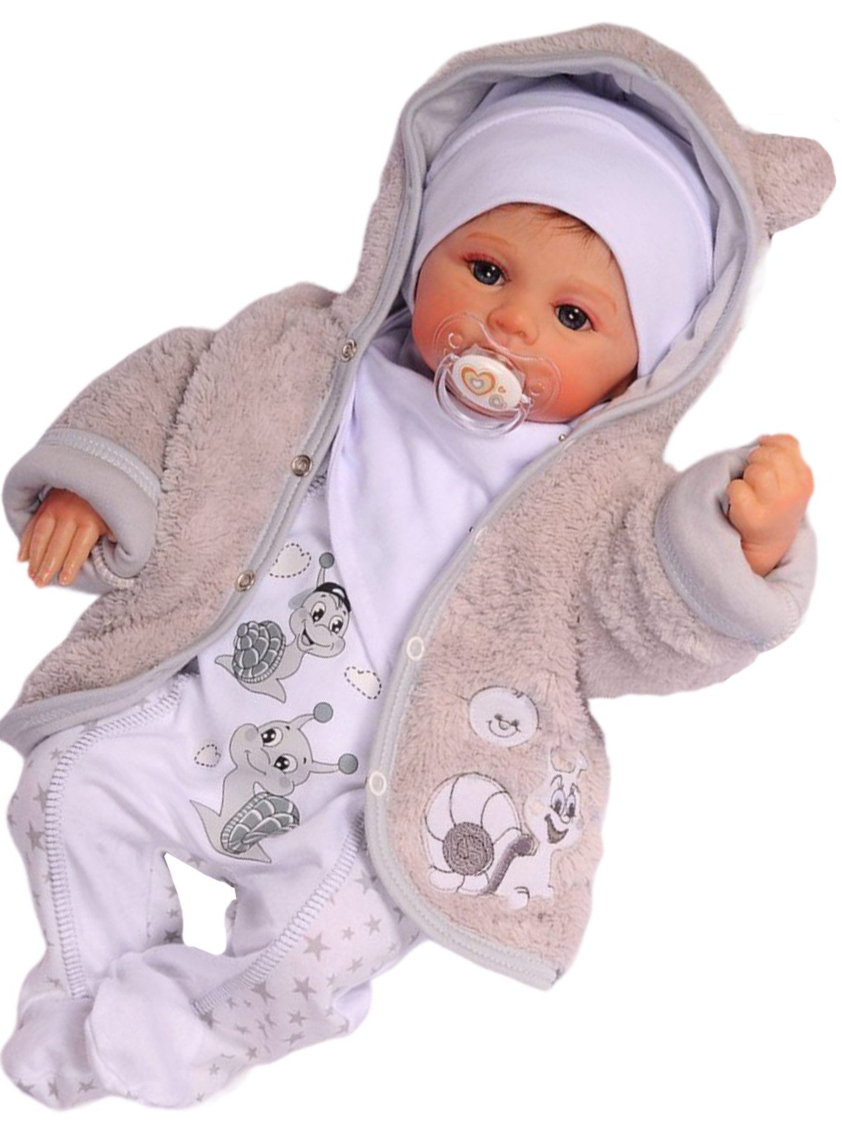 La Bortini Strampler, Jäckchen & Mütze Strampler Mütze Shirt Jacke Lätzchen 5Tlg Baby Set Größen 44 50 56 62 68 74