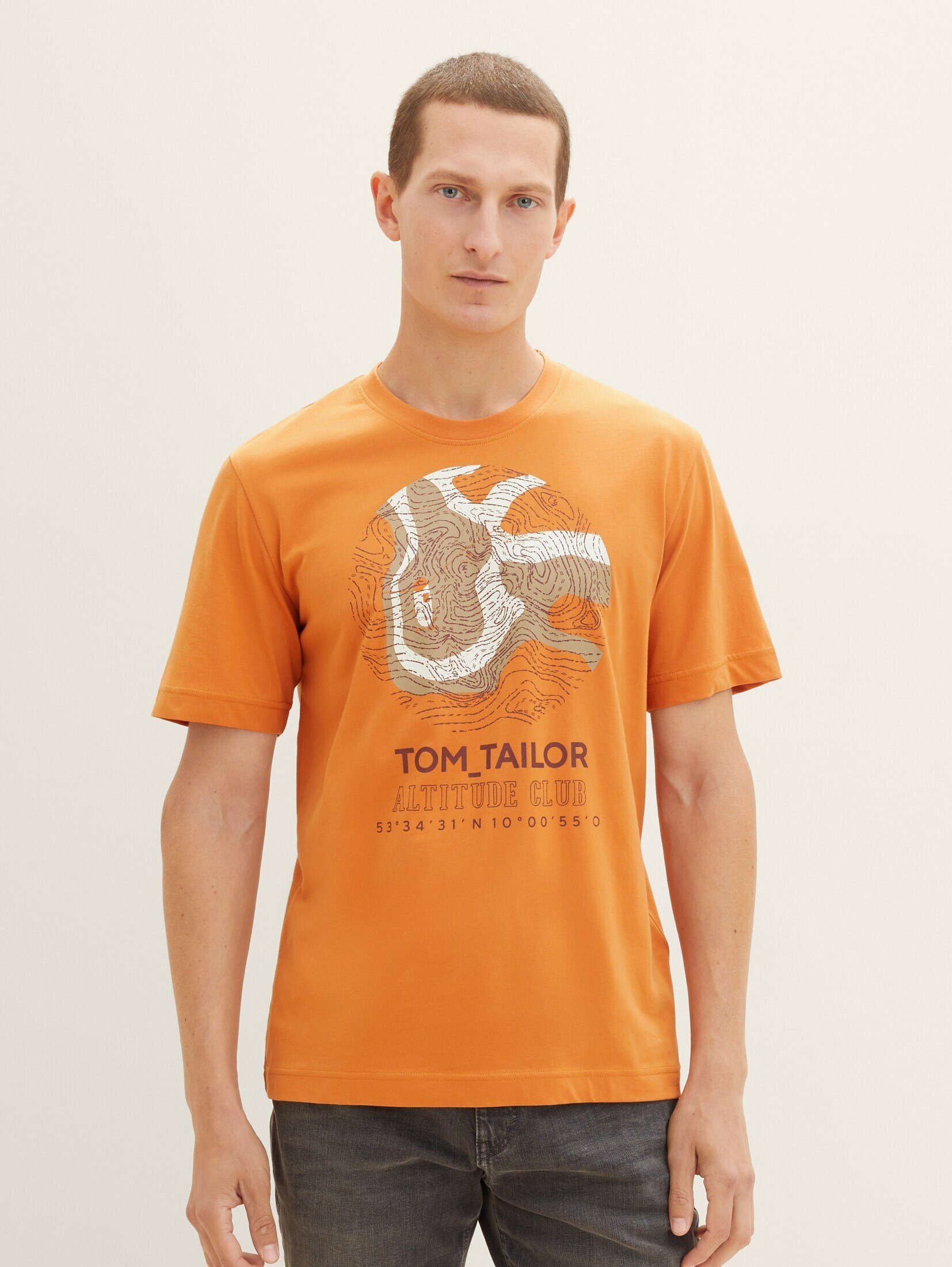 Print TOM mit cream TAILOR T-Shirt T-Shirt tomato orange