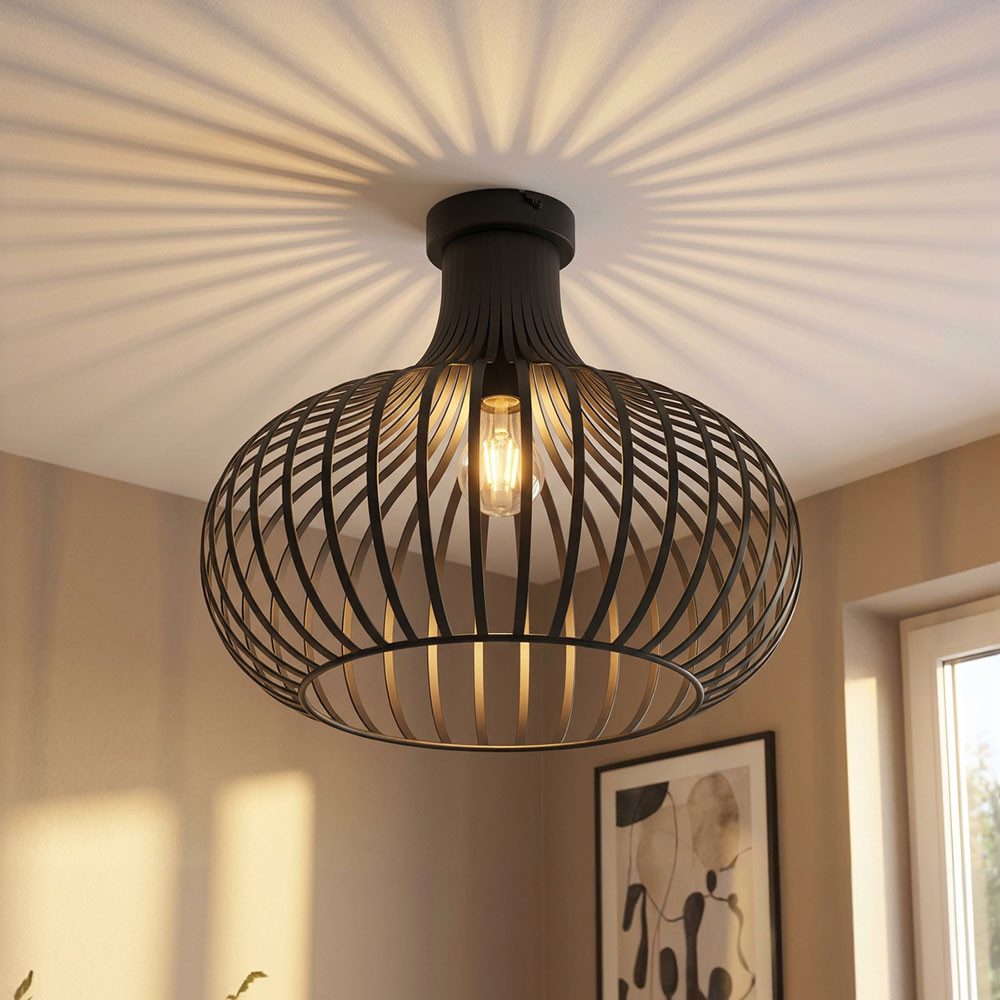 NOWA LED Deckenleuchte, Leuchtmittel inklusive, Warmweiß, LED Deckenlampe Filament Wohnzimmerlampe Industrial Gitter rost