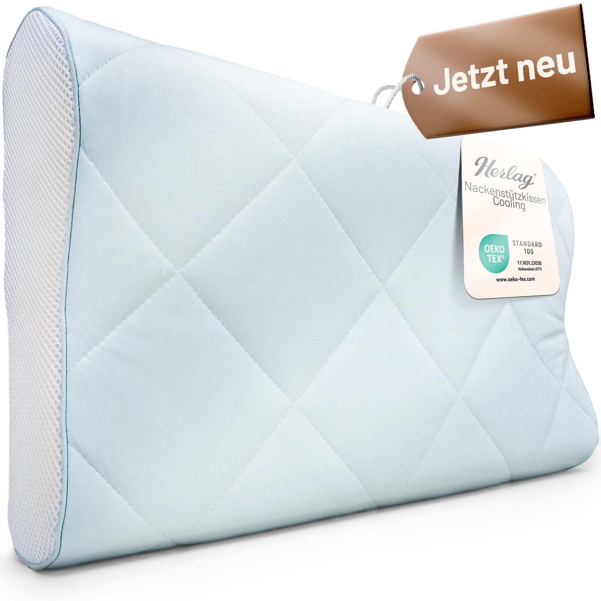 Herlag Nackenstützkissen Cooling kühlendes Kissen, Füllung: 100% Polyester, Seitenschläfer, Bauchschläfer, 30x50 cm mit Memory-Schaum und kühlendem Bezug