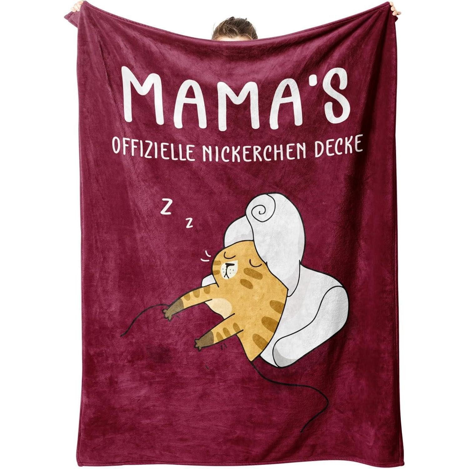 Wohndecke Kuscheldecke Mama Geburtstagsgeschenk Muttertagsgeschenk Burgunderrot, LuxusKollektion