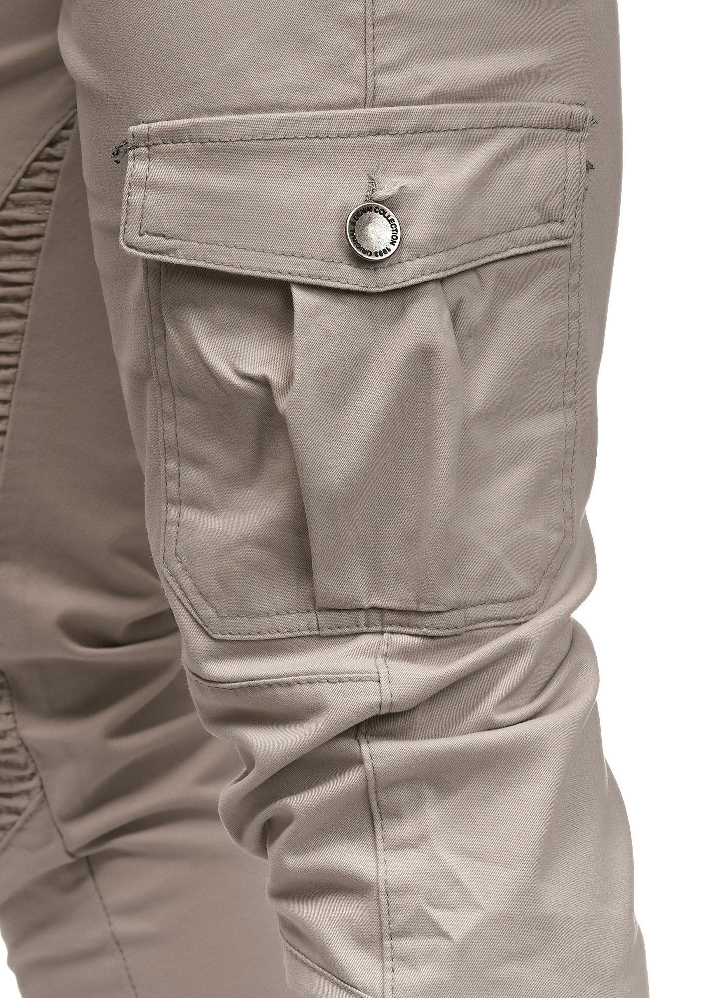 3207C Business (Chino OneRedox Grau Casual 1-tlg) Streetwear, Straight-Jeans Cargohose Freizeit