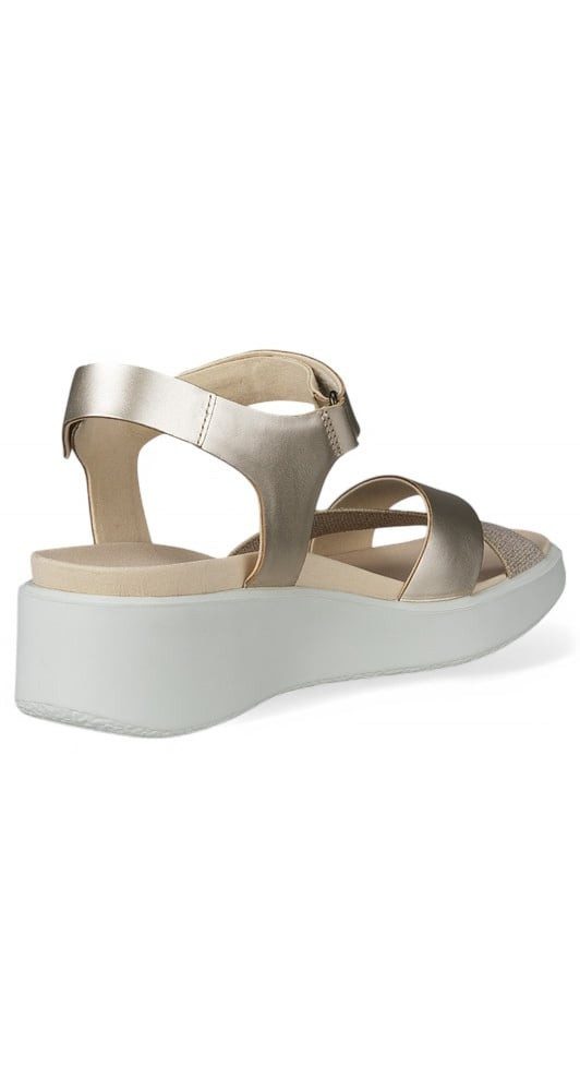 Ecco Flowt (Vollnarb und Nubukleder) gold/weiss Damen Sandale