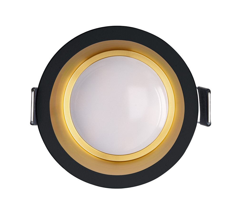 LEDANDO LED Einbaustrahler 10er LED Einbaustrahler Set Schwarz / Gold mit LED GU10 Markenstrahler