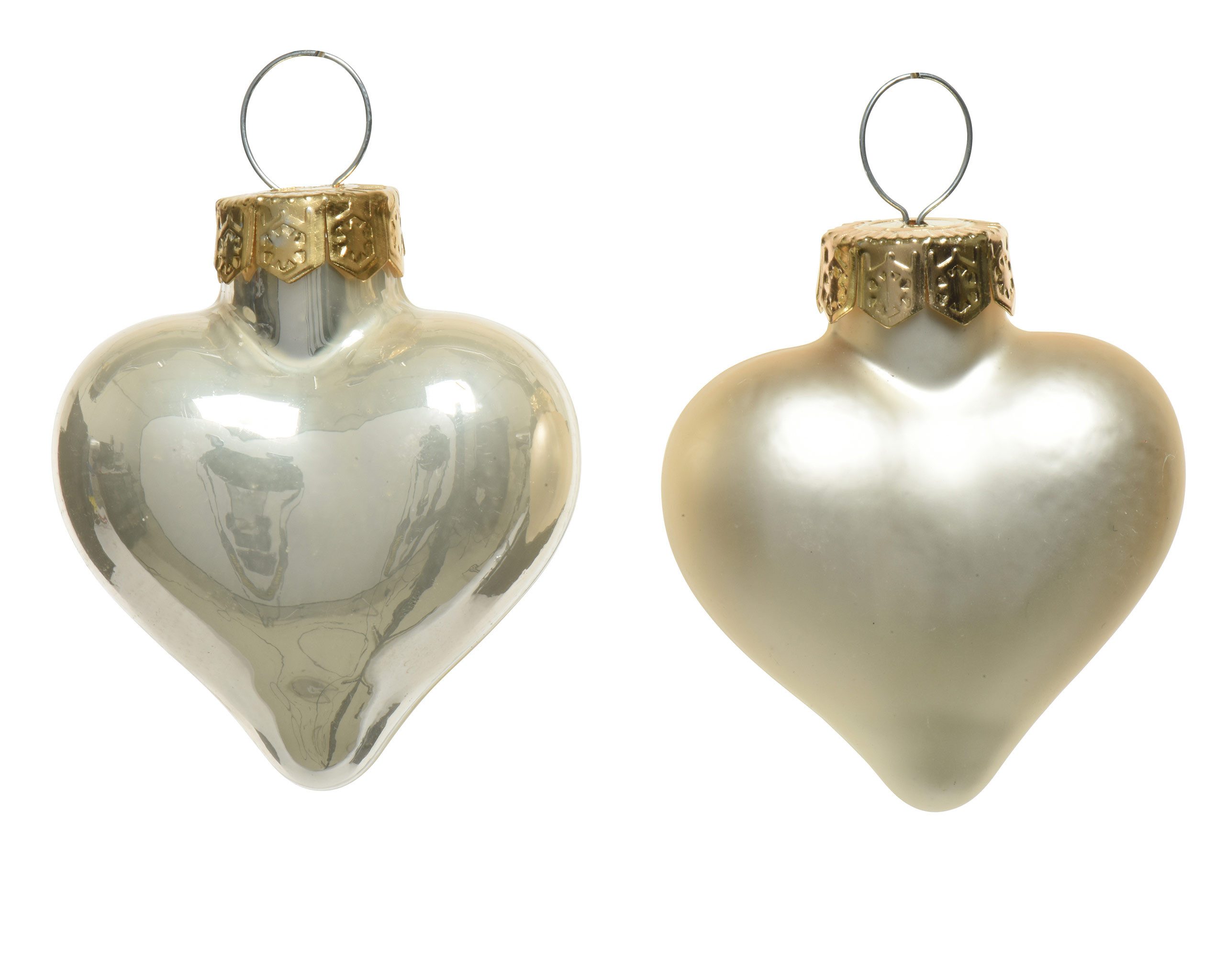 Kaemingk Christbaumschmuck, Christbaumschmuck Herzen 4cm Glas 12 Stück - Perle