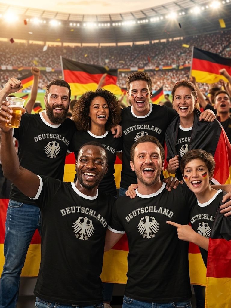 coole-fun-t-shirts Print-Shirt Deutschland Fan T-Shirt Herren WM Fußball Shirt Schwarz Weiß Fussball T-Shirt Deutschland Herren S - 3XL Retro Trikot