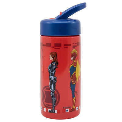 The AVENGERS Trinkflasche Marvel, Kinderflasche mit Griff & Trinkkappe 410 ml BPA frei
