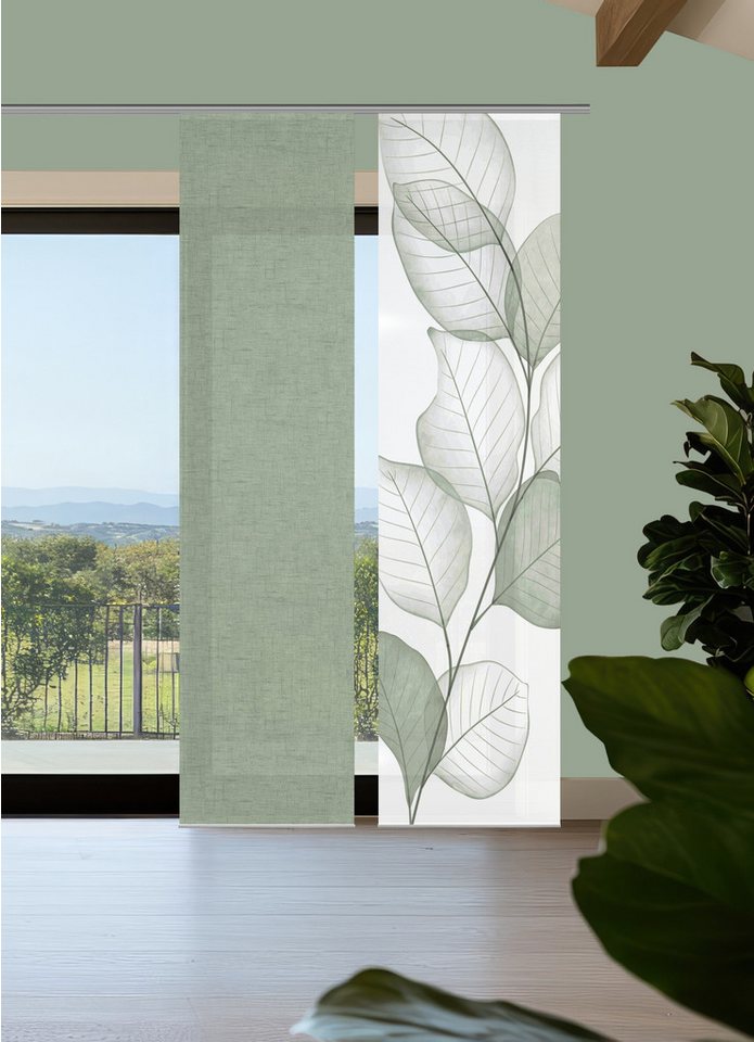 Vision S Schiebegardine Vision S YULE Schiebegardine, halbtransparent, Bambusoptik, 260x60 cm (2 St), Paneelwagen, halbtransparent, Polyester