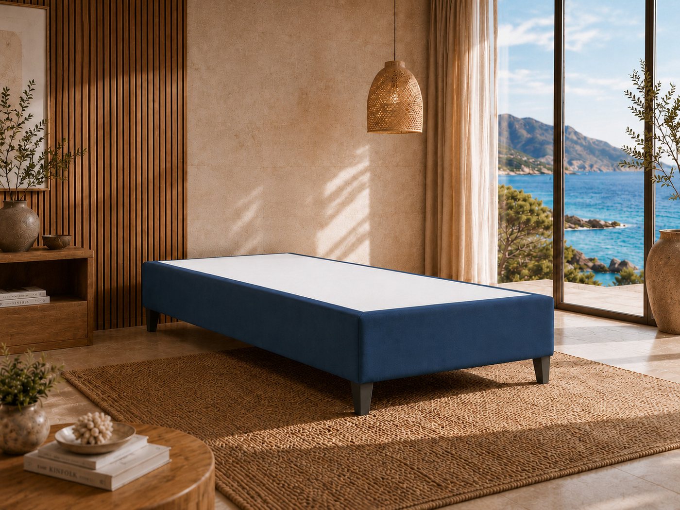 Best for Home Boxspringbett Boxspringbettgestell aus Massivholz in verschiedenen Größen (Bettgestell / Seniorenbett / Jugendbett / Kinderbett, 1-St., Bettgestell ohne Matratze, optional mit Kopfteil), Massivholzrahmen, Trinity-Stoffbezug, wasserdicht, abr