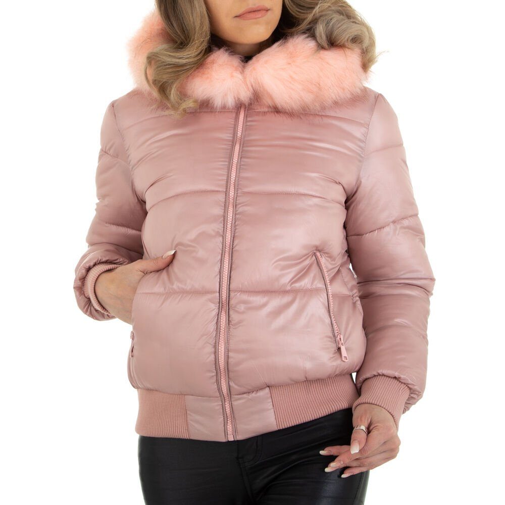 Damen Jacken Ital-Design Winterjacke Damen Freizeit Kapuze Gefüttert Winterjacke in Rosa