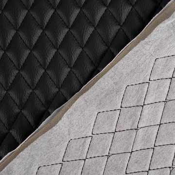 SCHÖNER LEBEN. Stoff Kunstleder Lederimitat Steppstoff Steppung Rauten schwarz 1,4m Breite, abwaschbar