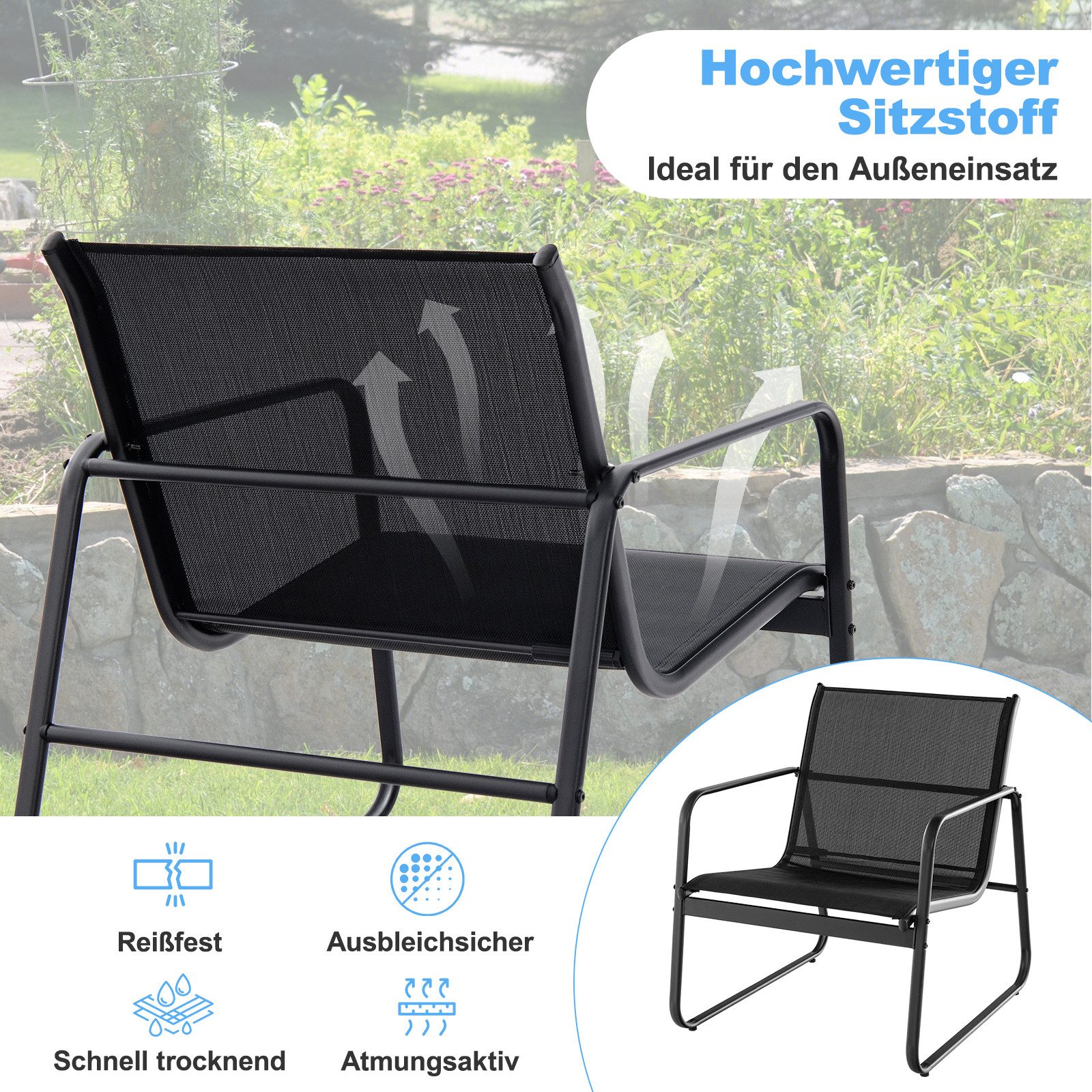 COSTWAY Balkonset Gartenmöbel-Set, (3-tlg), 2 Stühle, günstig online kaufen