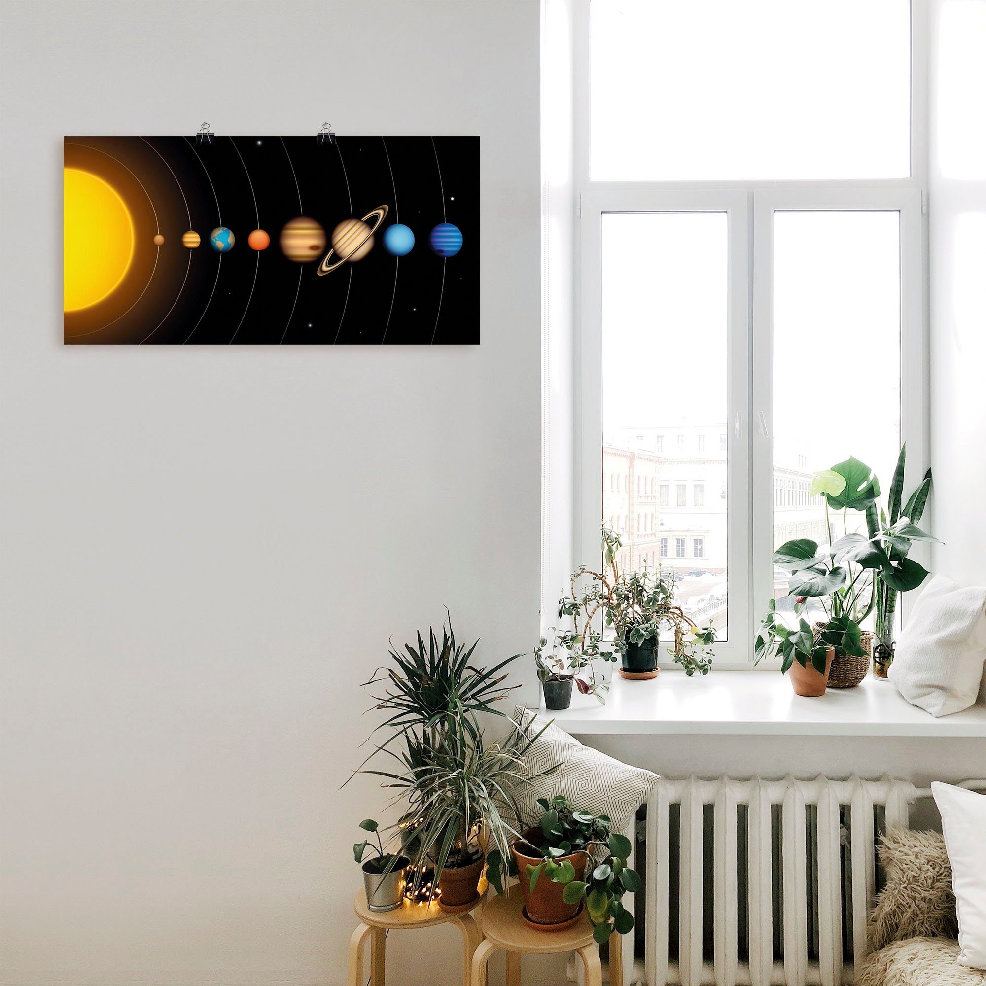 Artland Wandbild Vector Sonnensystem mit Planeten, Sonnensystem (1 St), als Alubild, Outdoorbild, Leinwandbild, Плакат, Wandaufkleber
