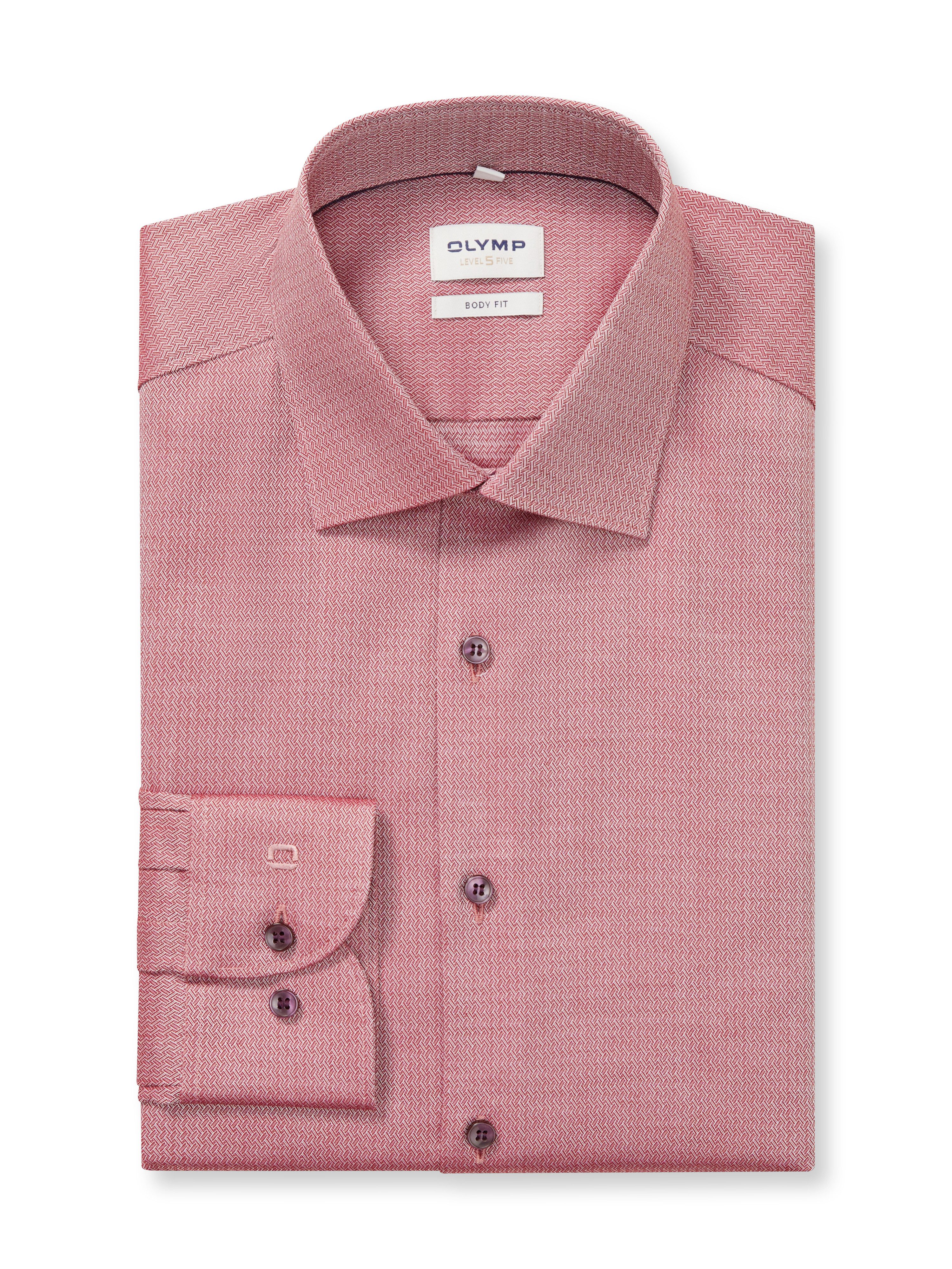 OLYMP Langarmhemd Level 5 body fit, New York Kentkragen, fein gemustert, Bu günstig online kaufen