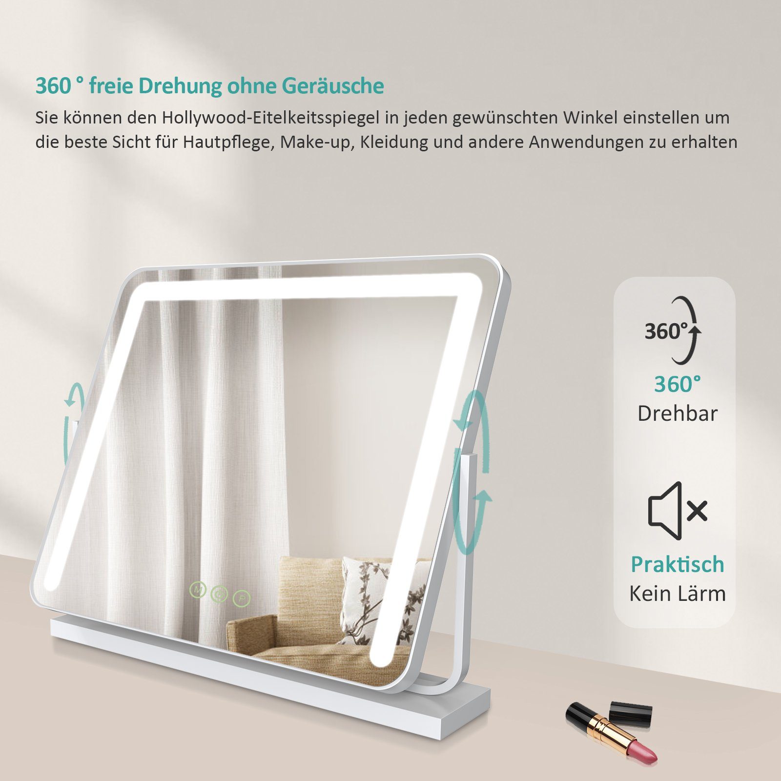 Beleuchtung mit Tischspiegel EMKE Schminkspiegel Kosmetikspiegel LED Weiß Schminkspiegel