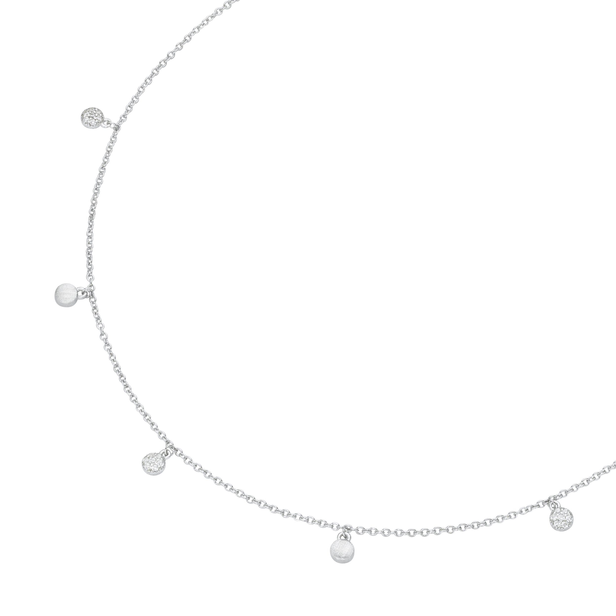 GIORGIO MARTELLO MILANO Collier mit 7 Behängen, weißen Zirkonia und matt, Silber  925, Ankerkette ca. 45 cm, verstellbar (42 + 3 cm), Karabiner